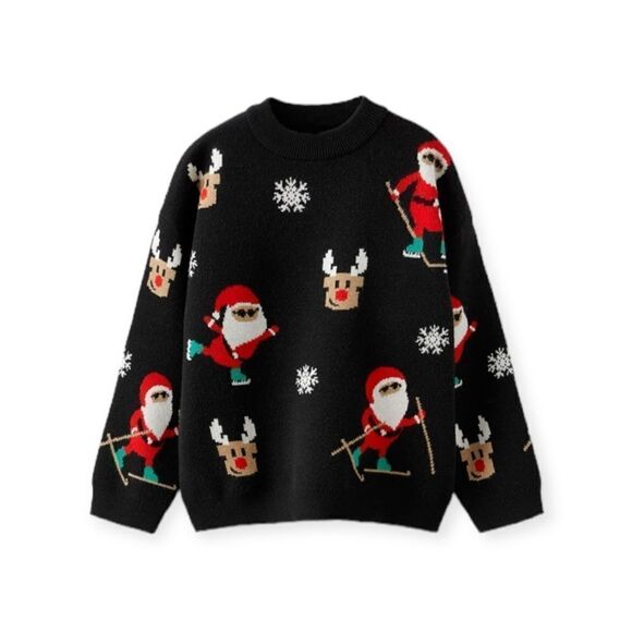 ZARA Kids | Black | SANTA CLAUS KNIT SWEATER - Picture 2 of 7